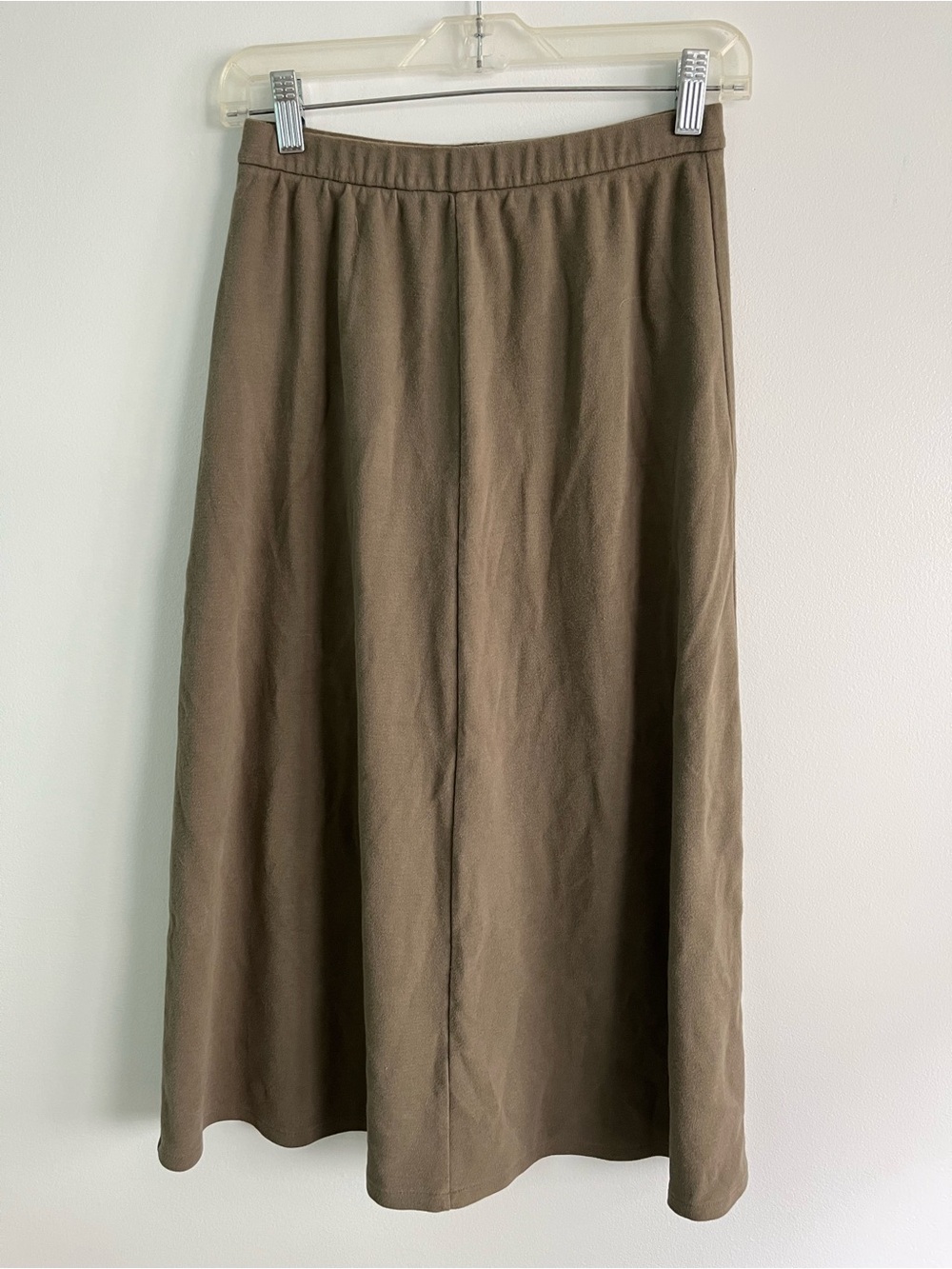Y2K Vintage Olive Green Gorpcore Lands’ End Soft Cotton Midi Skirt Size S - Picture 7 of 10